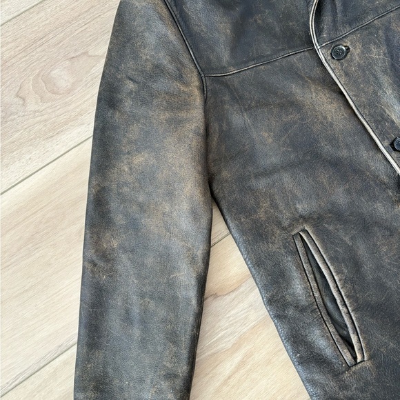 Vtg Marc New York Andrew Marc Mens Small Distressed Leather Heavy Jacket Brown - Picture 3 of 12